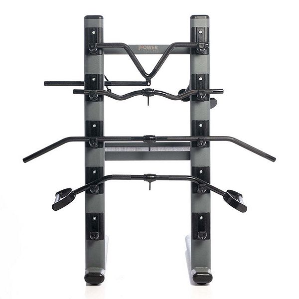 Power Systems Black Chrome Cable Attachment Rack with 9 Gym Accessories ...