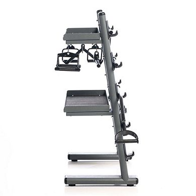 Power Systems Black Chrome Cable Attachment Rack with 9 Gym Accessories Attachments Included