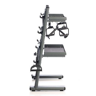 Power Systems Black Chrome Cable Attachment Rack with 9 Gym Accessories Attachments Included