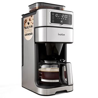 Ivation 2-in-1 Coffee Maker with Grinder Built In, 10 cup Programmable Drip Coffee Machine, 1000W