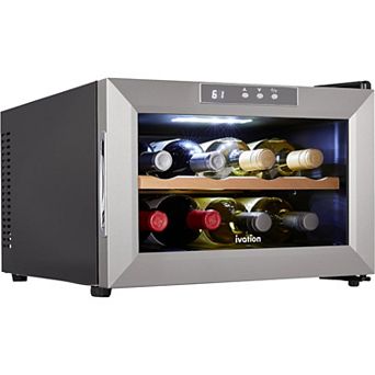 Ivation 8-Bottle Thermoelectric Wine Cooler, Quiet Freestanding Fridge - Stainless Steel