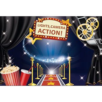 Zink Hollywood Photo Booth Bundle with Photo Backdrop & 15 pc Hollywood Themed Photo Booth Props