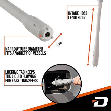 Deway Automatic Small 15" Fuel Transfer Pump W/Nozzle for Control & Stop, D Battery Powered, 2.4 GPM