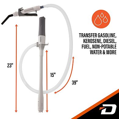 Deway Automatic Small 15" Fuel Transfer Pump W/Nozzle for Control & Stop, D Battery Powered, 2.4 GPM