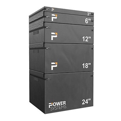 Power Systems Stackable Plyo Box 24" - Vinyl Covered Plyometric Jump Box with Hook & Loop Straps