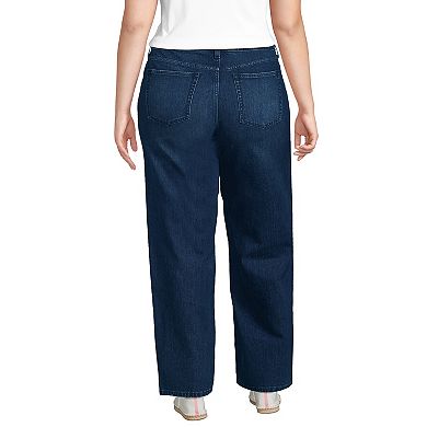 Plus Size Lands' End Soft Denim Mid Rise Relaxed Straight Leg Jeans
