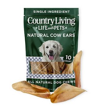 Country Living Natural Cow Ears Dog Chews 10 Count Bag All-Natural