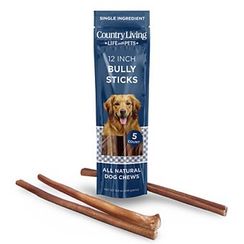 Country Living 12” Bully Sticks for Dogs Standard 5 Count Bag All-Natural