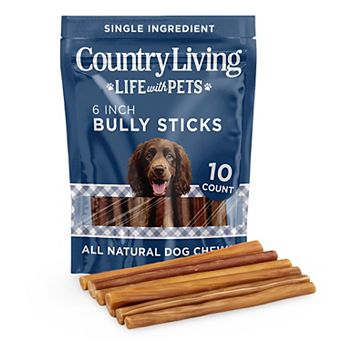 Country Living 6” Bully Sticks for Dogs Standard 10 Count Bag All-Natural