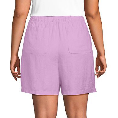 Plus Size Lands' End Linen High Rise Pull On 7-Inch Shorts