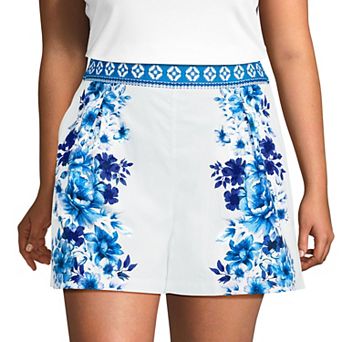 Plus Size Lands' End Poplin Pleated 5-Inch Shorts