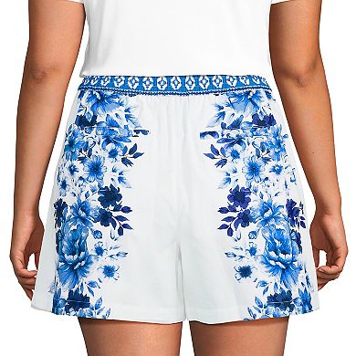 Plus Size Lands' End Poplin Pleated 5-Inch Shorts