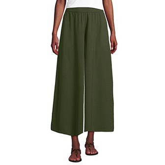 Petite Lands' End Creaseless High Rise Palazzo Crop Pants