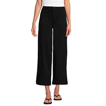 Petite Lands' End Denim High Rise Patch Pocket Extra Wide Leg Crop Jeans