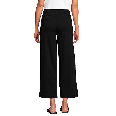 Petite Lands' End Denim High Rise Patch Pocket Extra Wide Leg Crop Jeans