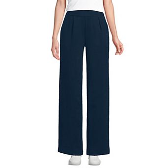 Plus Size Lands' End Tall Sport Knit High Rise Pleated Wide Leg Pants