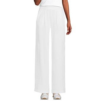 Plus Size Lands' End Tall Sport Knit High Rise Pleated Wide Leg Pants