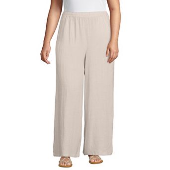 Plus Size Lands' End Linen High Rise Palazzo Pants