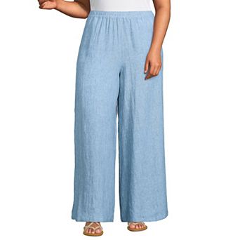 Plus Size Lands' End Linen High Rise Palazzo Pants