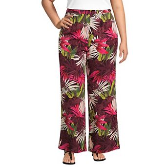 Plus Size Lands' End Rayon High Rise Wide Leg Pants