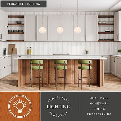 VAXCEL Monticello Brass Gold Globe Pendant Fixture, White Alabaster Glass Shade