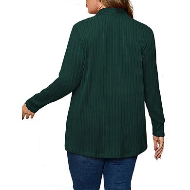 Women's Plus Size Front Open Lightweight Long Sleeve Sweater Top Autumn Coat
