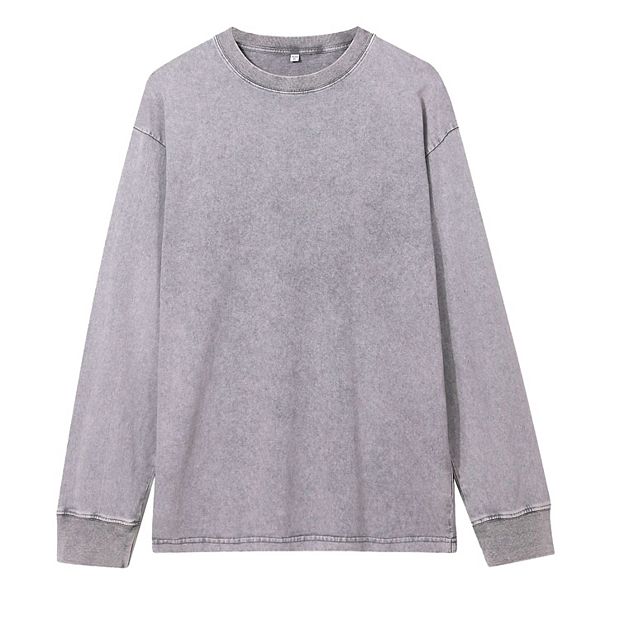 Men's Long Sleeve Acid Wash T Shirt