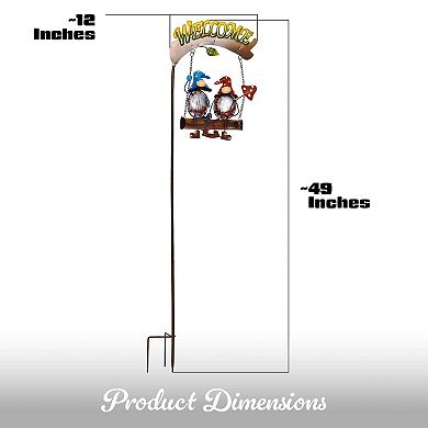 G128 Gnome Solar Lights Garden Stake Decor with Welcome Sign
