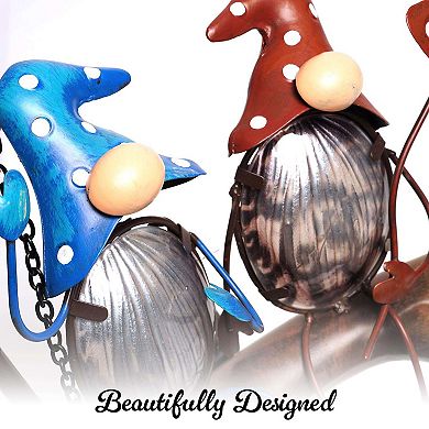 G128 Gnome Solar Lights Garden Stake Decor with Welcome Sign