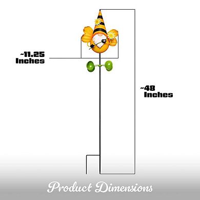 G128 48IN Gnome Bee Metal Yard Wind Spinner Stake