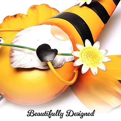 G128 48IN Gnome Bee Metal Yard Wind Spinner Stake
