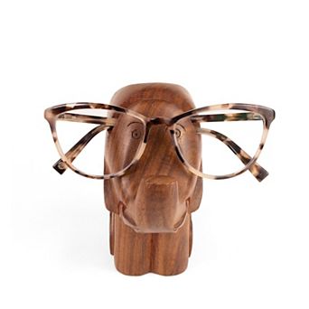 Elephant Eyeglass Holder Stand - Hand Carved Wood