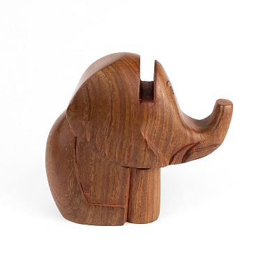 Elephant Eyeglass Holder Stand - Hand Carved Wood
