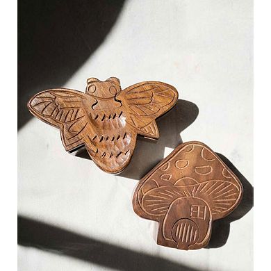 Mushroom Puzzle Box - Handcrafted Sheesham Wood