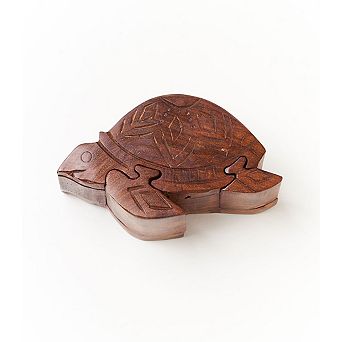 Sea Turtle Puzzle Box - Hand Carved Wood