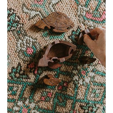Sea Turtle Puzzle Box - Hand Carved Wood