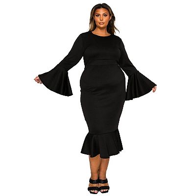 L I V D Women's Plus Size Sabrina Mermaid Hem Dress - Black
