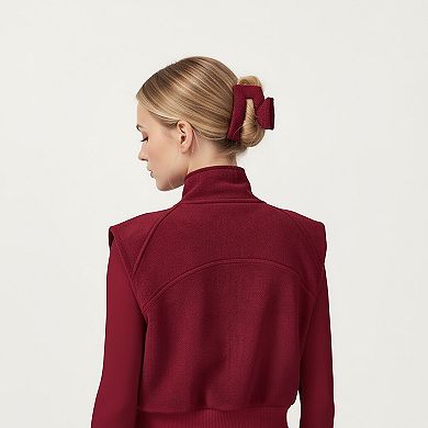 Women's Cropped Zip Closure Vest with Stand Collar and Fitted Hem