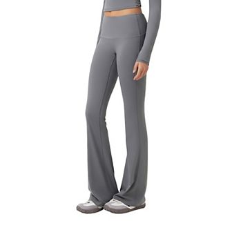 Women's High Waist Flare Leg Pants with Foldover Waistband and Stretch Performance Fabric