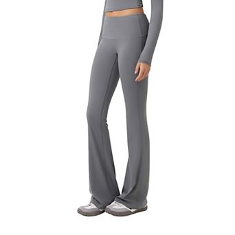 Women's High Waist Flare Leg Pants with Foldover Waistband and Stretch Performance Fabric