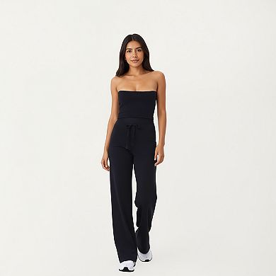 Women's High Waist Wide Leg Pants with Drawstring Tie and Soft Stretch Fabric