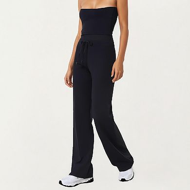 Women's High Waist Wide Leg Pants with Drawstring Tie and Soft Stretch Fabric