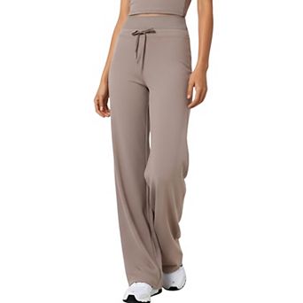 Women's High Waist Wide Leg Pants with Drawstring Tie and Soft Stretch Fabric