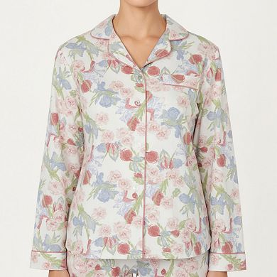 Women's 2-Piece Set Floral Print Button-Up Long Sleeve Pajama Top and Matching Pants