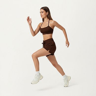 Women's High Waist Drawstring Athletic Shorts with Soft Stretch Fabric and Side Pockets