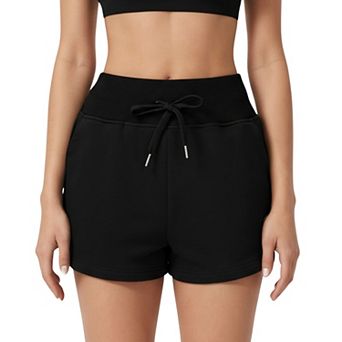 Women's High Waist Drawstring Athletic Shorts with Soft Stretch Fabric and Side Pockets