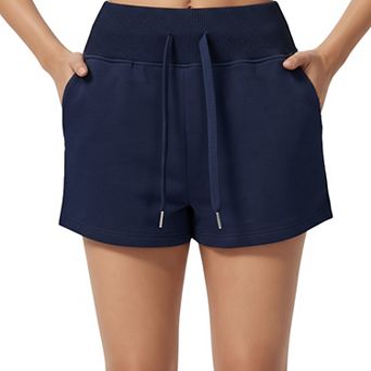 Women's High Waist Drawstring Athletic Shorts with Soft Stretch Fabric and Side Pockets