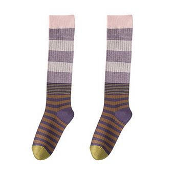 Women's 2 Pairs Striped Casual Sports Cotton Socks Soft Breathable Durable Everyday Comfort Fit