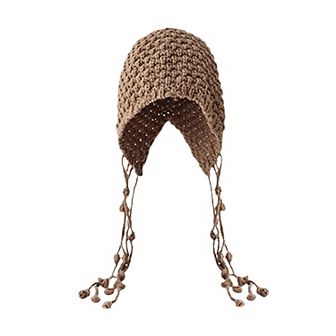 Women's Crochet Beanie with Tassel Details