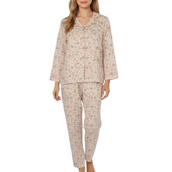 Women's 2 pc Set Button Front Floral Print Pajama Top with Notched Collar and Relaxed Pants